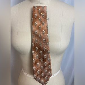 Holland & Holland UK beige and brown feather pattern silk hunting tie like new